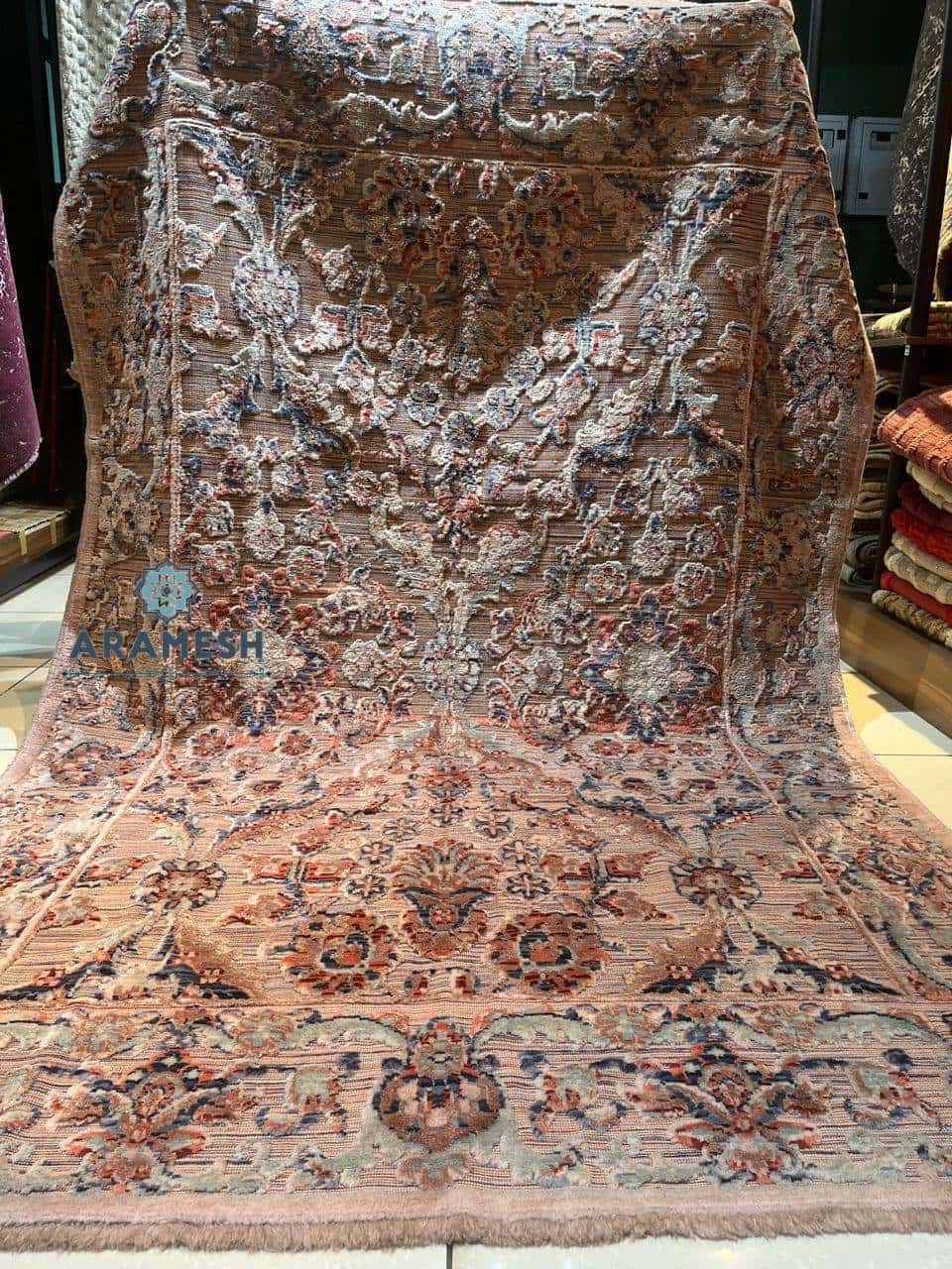فرش پشمی سلطان آباد کد 24 گل برجسته