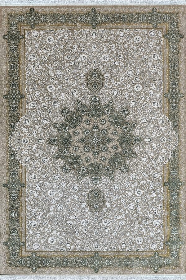 فرش ماشینی 700 شانه گل برجسته طرح طرح کاشان کد 71217-ng - فرش 700 شانه گل برجسته سبز و بژ طرح کاشان کد 71217-ng از فرش آرامش - تصویر شماره 2