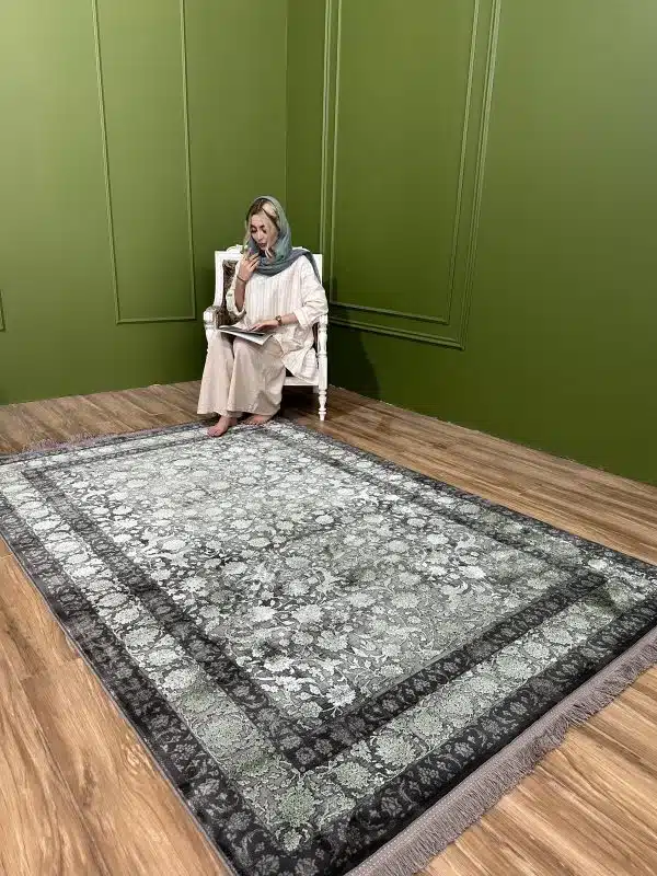 فرش ماشینی کاشان 700 شانه طرح افشان کد 73001-DG - رنگ سبز خاص - فرش کاشان 700 شانه طرح افشان، رنگ سبز، فرش ماشینی - تصویر شماره 1