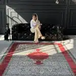 فرش ماشینی 700 شانه طرح مینیمال کد 73141 - فرش 700 شانه مینیمال قرمز با تراکم 2100 و طرح جدید - تصویر شماره 1